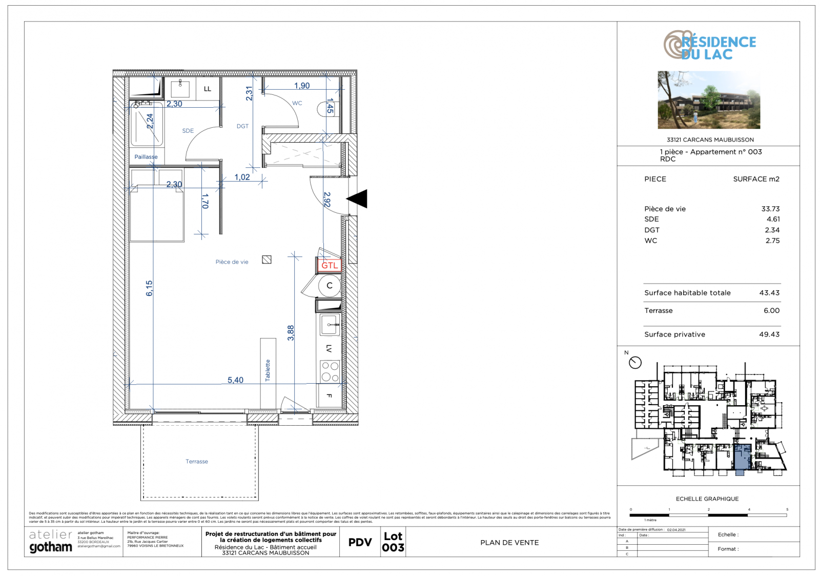 Appartement neuf T1 bis