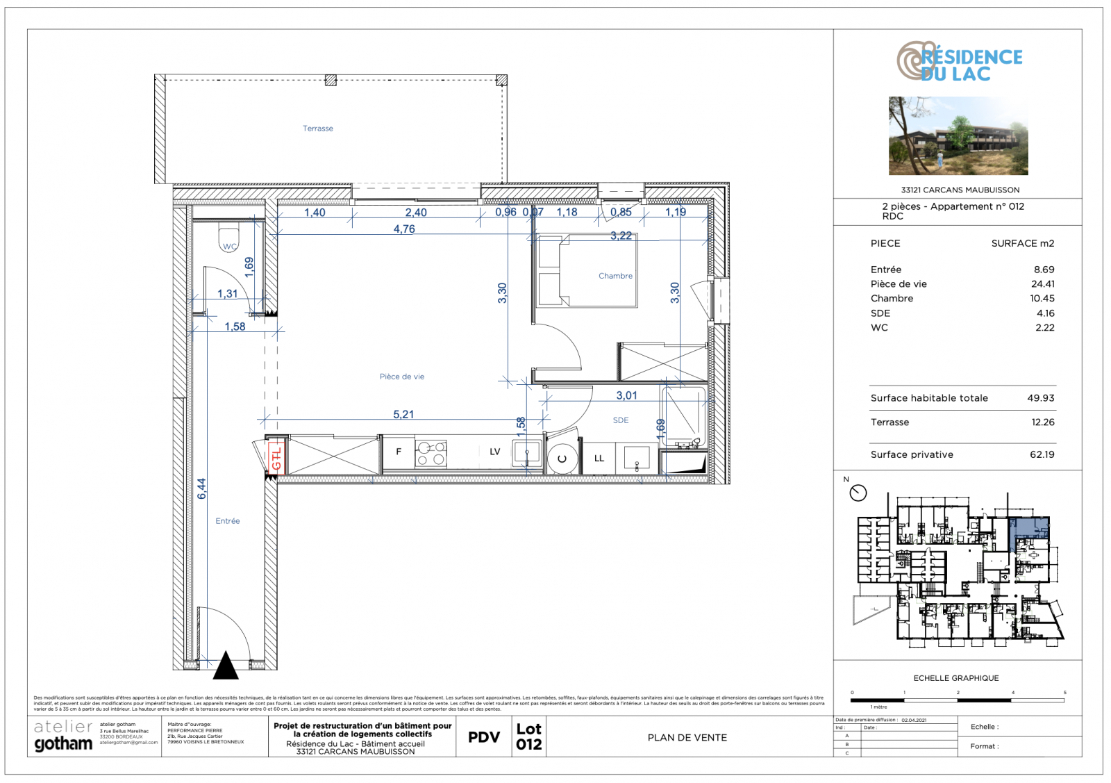 En exclusivité Appartement dans nouvelle résidence à Maubuisson de type 2 en RDC