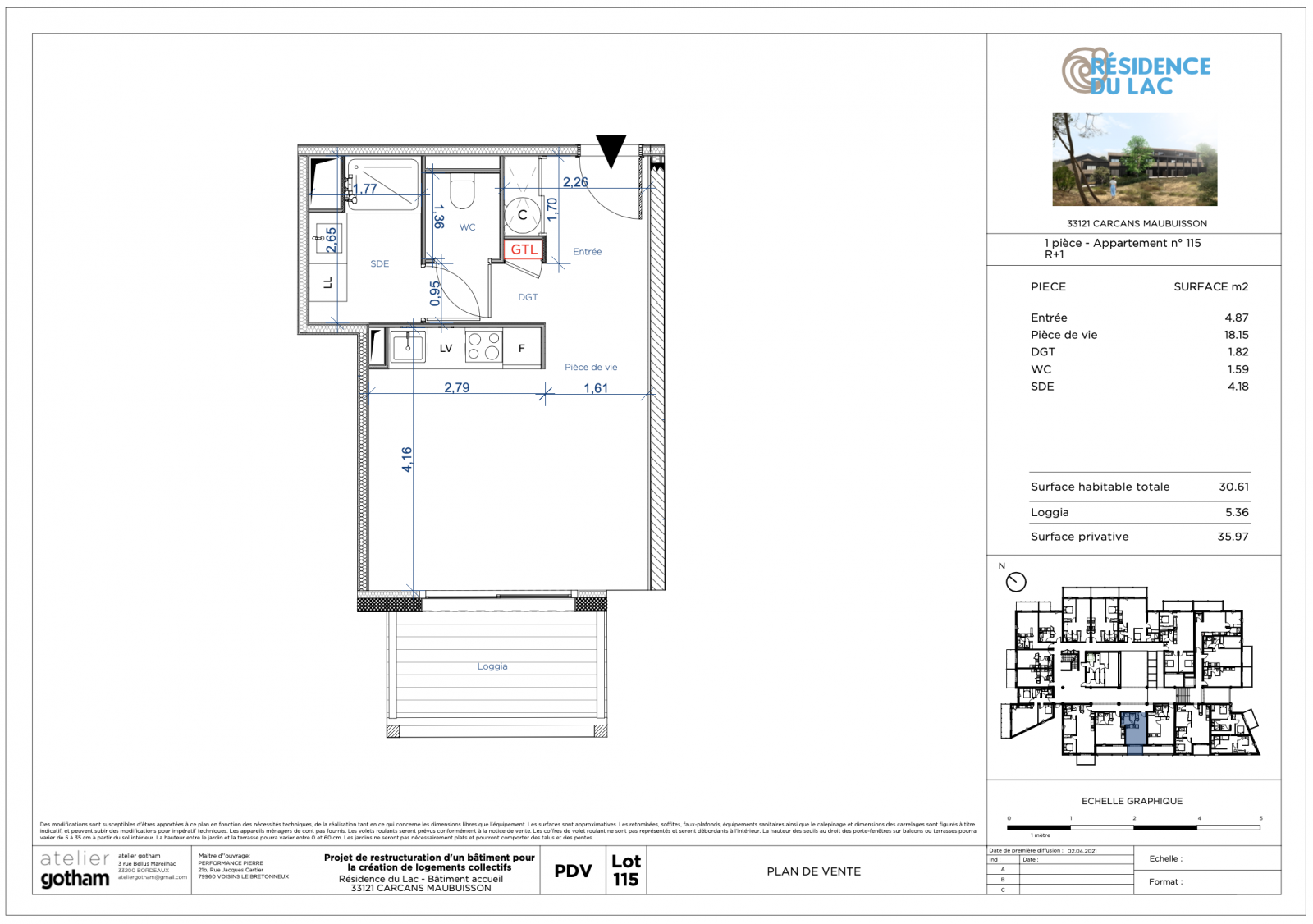 Appartement neuf de type 1 proche du Lac de Maubuisson