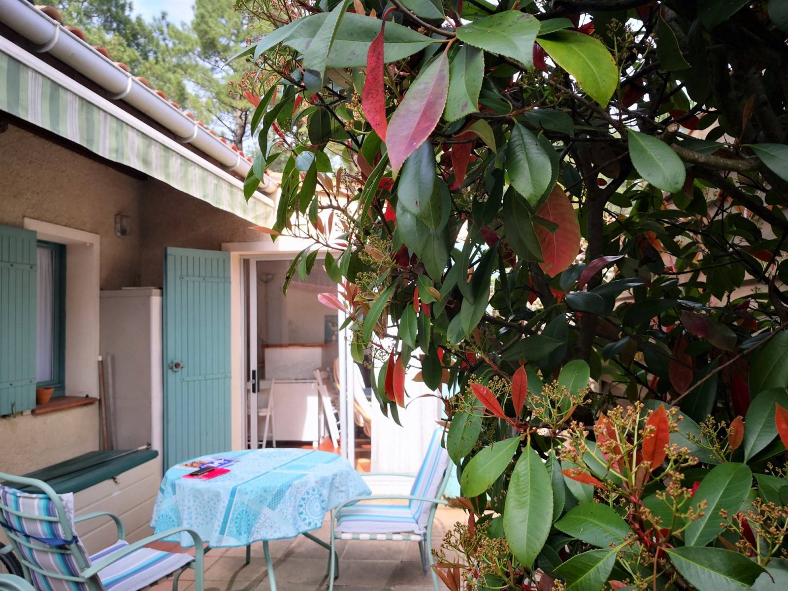 Façade du pavillon mitoyen avec terrasse