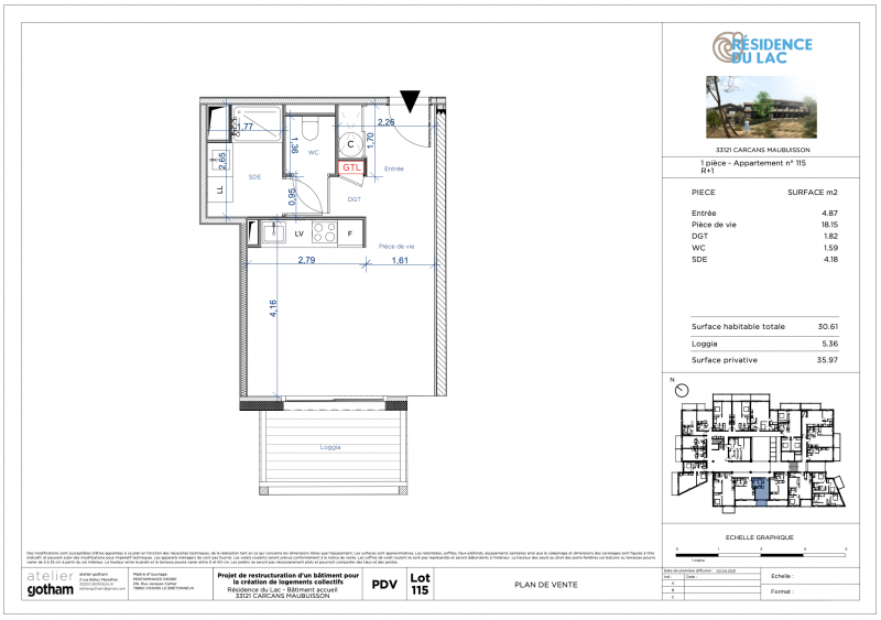 Appartement neuf de type 1 proche du Lac de Maubuisson